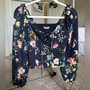Abercrombie & Fitch Floral Navy Blouse